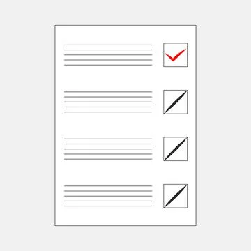 Completed form or ballot for voting or testing Stock Illustration