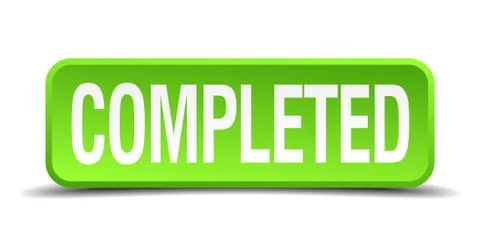 Completed green 3d realistic square isolated button Illustrazione stock