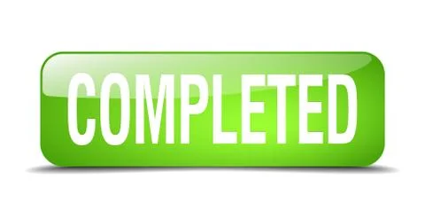 Completed green square 3d realistic isolated web button Illustrazione stock