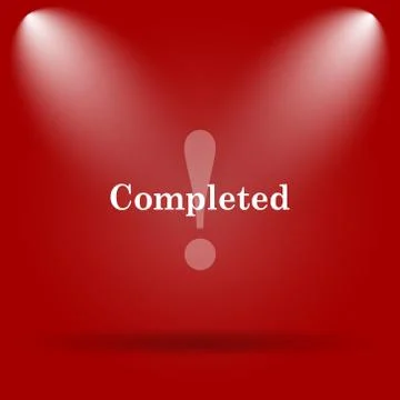 Completed icon. Flat icon on red background.. Stock Illustration