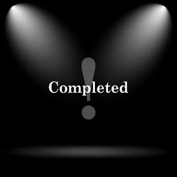 Completed icon. Internet button on black background.. Stock Illustration