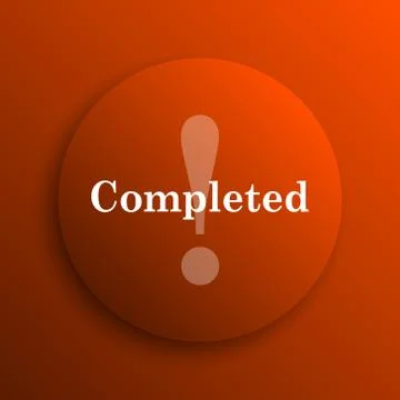 Completed icon. Internet button on orange background. Stock Illustration