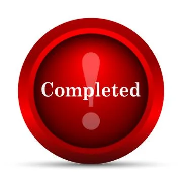Completed icon. Internet button on white background.. Stock Illustration