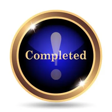 Completed icon. Internet button on white background.. Stock Illustration
