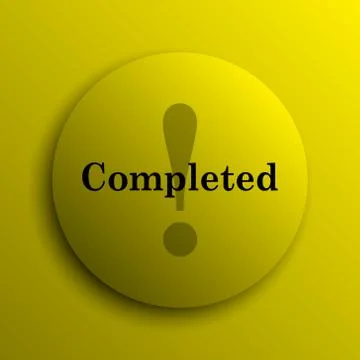 Completed icon. Yellow internet button.. Stock Illustration