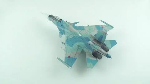 A Completed Model Of The Su-30 Two-Seat Jet Fighter. Stock Footage 341095986