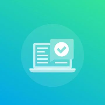 Completed progress, vector icon with laptop Stock Illustration