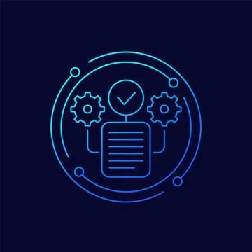 Completed project icon, linear design Stock Illustration