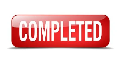 Completed red square 3d realistic isolated web button Illustrazione stock