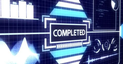 Completed Screen with Process Bar and Digital objects Ver.2 Stock Illustration