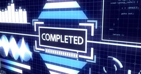 Completed Screen with Process Bar and Digital objects Ver.3 Stock Illustration