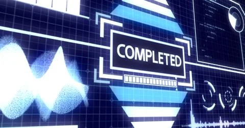 Completed Screen with Process Bar and Digital objects Ver.4 Stock Illustration