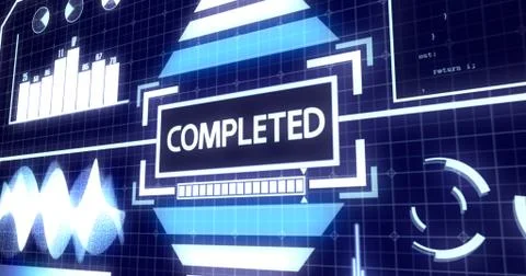 Completed Screen with Process Bar and Digital objects Ver.5 Illustrazione stock