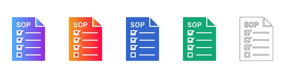 Completed SOP Task List Icons Set 库存插图