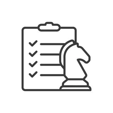 Completed strategy plan, icon in line design. Strategy, plan, completed, goals Illustrazione stock