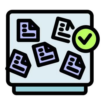 Completed task with checked documents on clipboard representing project man.. Illustrazione stock