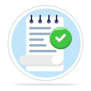 Completed task concept with check mark, all tasks have been completed. 스톡 일러스트