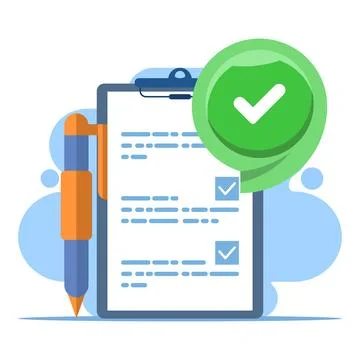 Completed task concept with check mark, all tasks have been completed. イラスト素材
