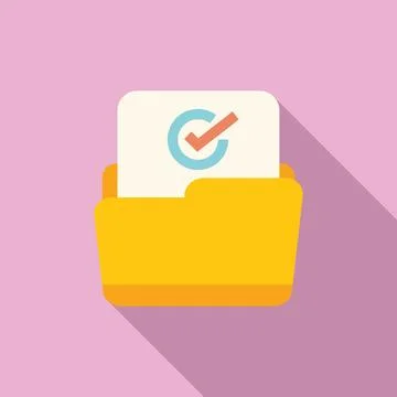 Completed task document folder with checkmark icon representing success Illustrazione stock
