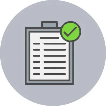 Completed Task Line Filled Circle Icon Stock Illustration