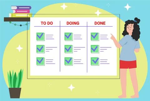 Completed Tasks Concept Illustration Vector Style Illustration Illustrazione stock