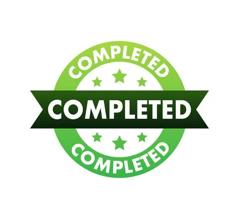 Completed tick, Checkmark stamp, sticker. Vector stock illustration. Stock Illustration