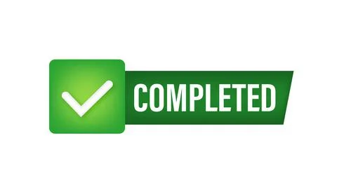 Completed tick, Checkmark stamp, sticker. Vector stock illustration. Stock Illustration