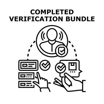 Completed user data identity verification process bundle Stock Illustration