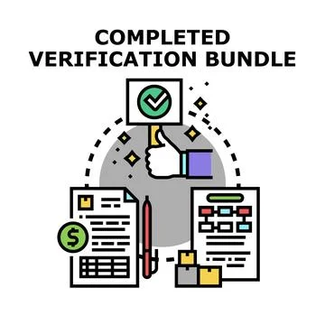 Completed verification bundle process approving documents Stock Illustration
