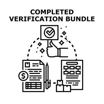 Completed verification bundle process approving documents Stock Illustration