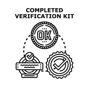 Completed verification kit indicating approval and success status Stock Illustration