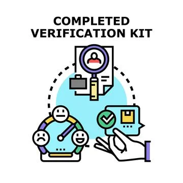 Completed verification kit process for identity approval Illustrazione stock