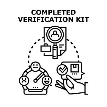 Completed verification kit process for identity approval Stock Illustration