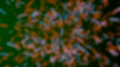 Completely blurred shot of abstract different colors bacteria under microscope. Stock Illustration