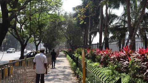 Completely empty streets and footpath due to lockdown. Stock Photos