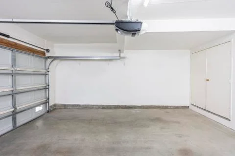 Completely Empty Two Car Garage Stock Photos