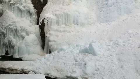 Completely frozen waterfall Stock Footage 78712117
