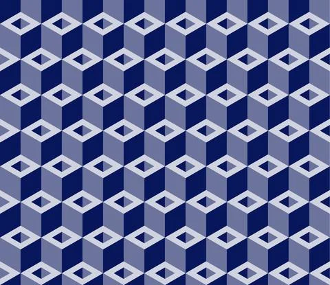 Completely seamless, abstract cube pattern. Black and white geometric 3d vect Stock Illustration