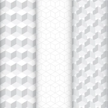 Completely seamless, abstract cube pattern set. Colorful design, geometric .. イラスト素材