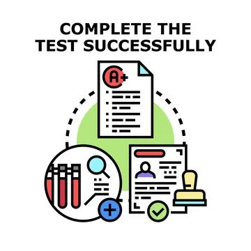Completing analysis and verification of test results successfully Stock Illustration