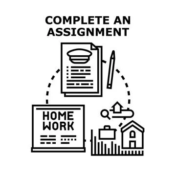 Completing assignment or homework task vector concept Stock Illustration
