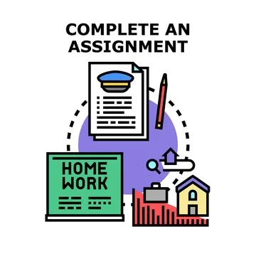 Completing assignment or homework task vector concept Stock Illustration