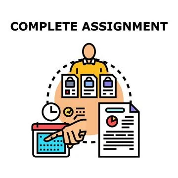 Completing assignment or project deadline concept Stock Illustration