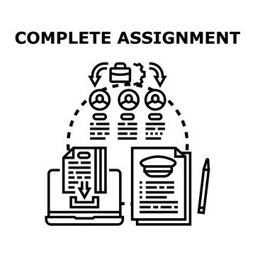 Completing assignment or project task workflow Stock Illustration