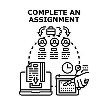 Completing assignment workflow with deadline and online submission Stockillustratie