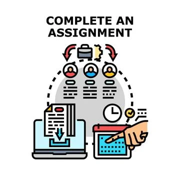 Completing assignment workflow with deadline and online submission Stock Illustration