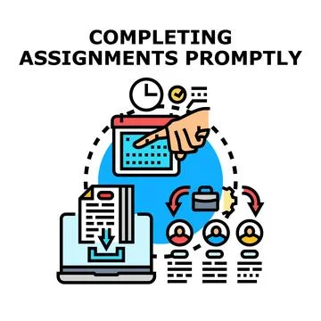 Completing assignments promptly business process illustration Illustrazione stock