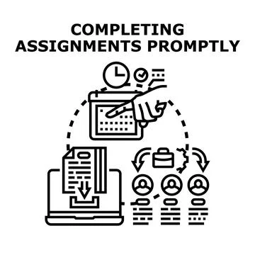 Completing assignments promptly business process illustration Stock Illustration
