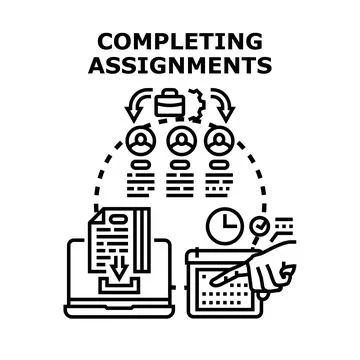 Completing assignments with team and deadlines Stockillustratie
