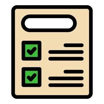 Completing checklist on document with check marks and text boxes Illustrazione stock